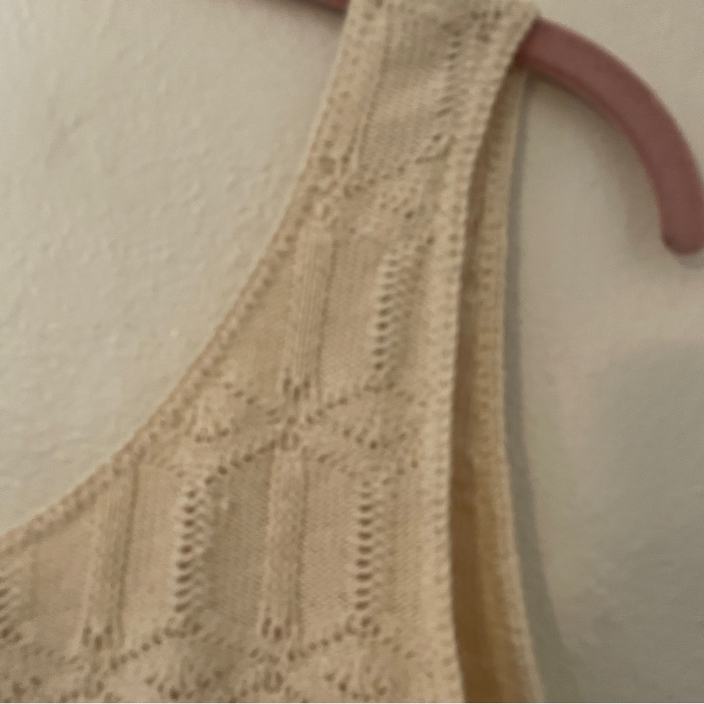 Vintage G.A.S. West USA Cotton Knit Sweater Tank Cream Cropped M - Picture 5 of 11